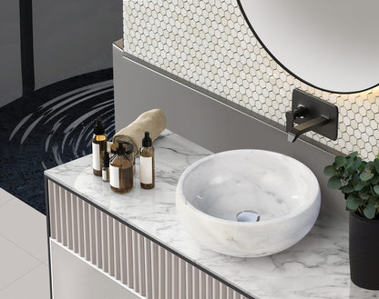 Siena natural stone basin in a bathroom setting