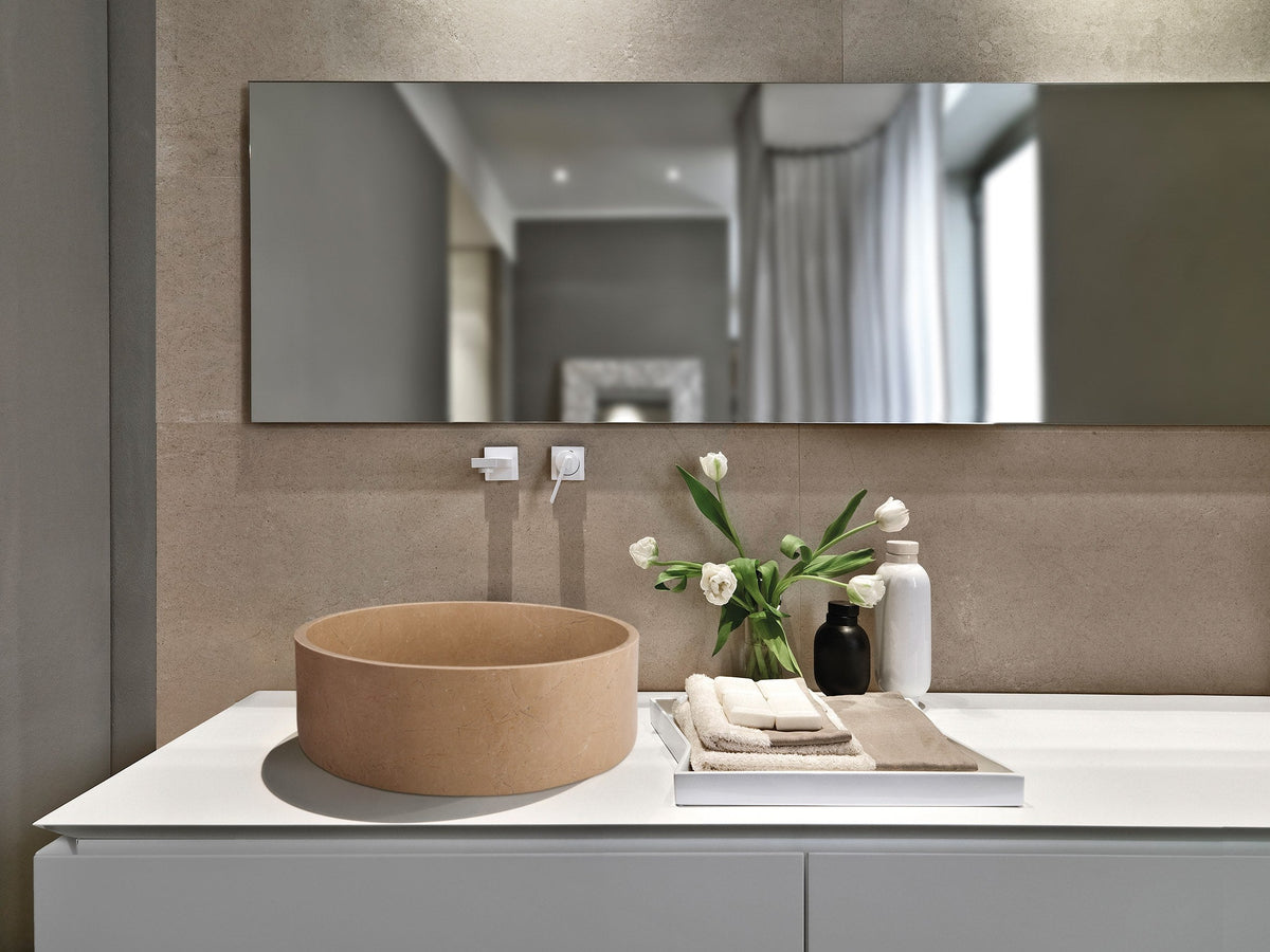 Verona natural stone basin in a bathroom setting