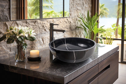 Sorrento natural stone basin in a bathroom setting