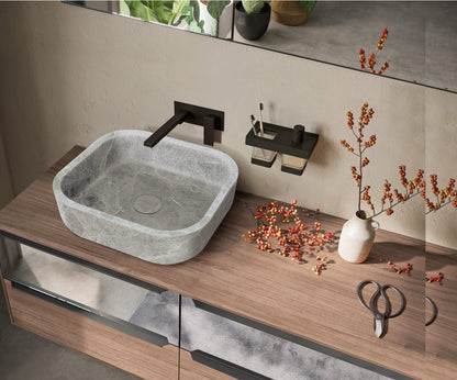 Torino natural stone basin in a bathroom setting