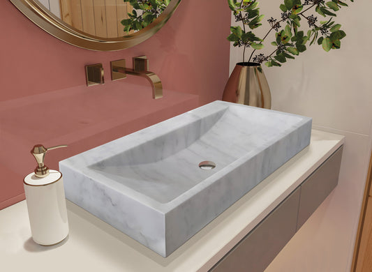 Brescia natural stone basin in a bathroom setting