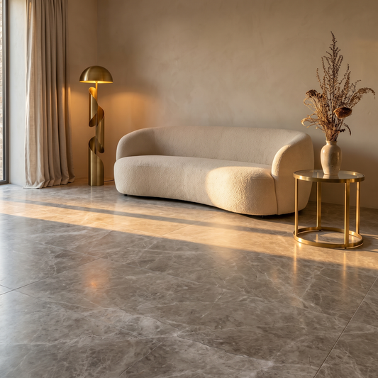 Mink Grey marble floor in a refined living room