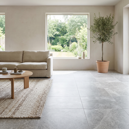 Nordic Grey limestone floor in a calm modern living room