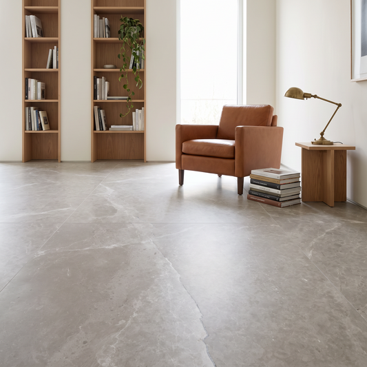 Aden Grey B marble floor in a bright modern study