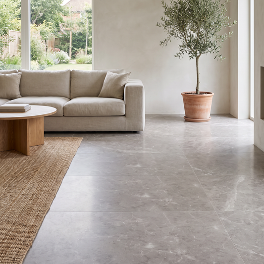 Aden Grey A marble floor in a calm modern living room