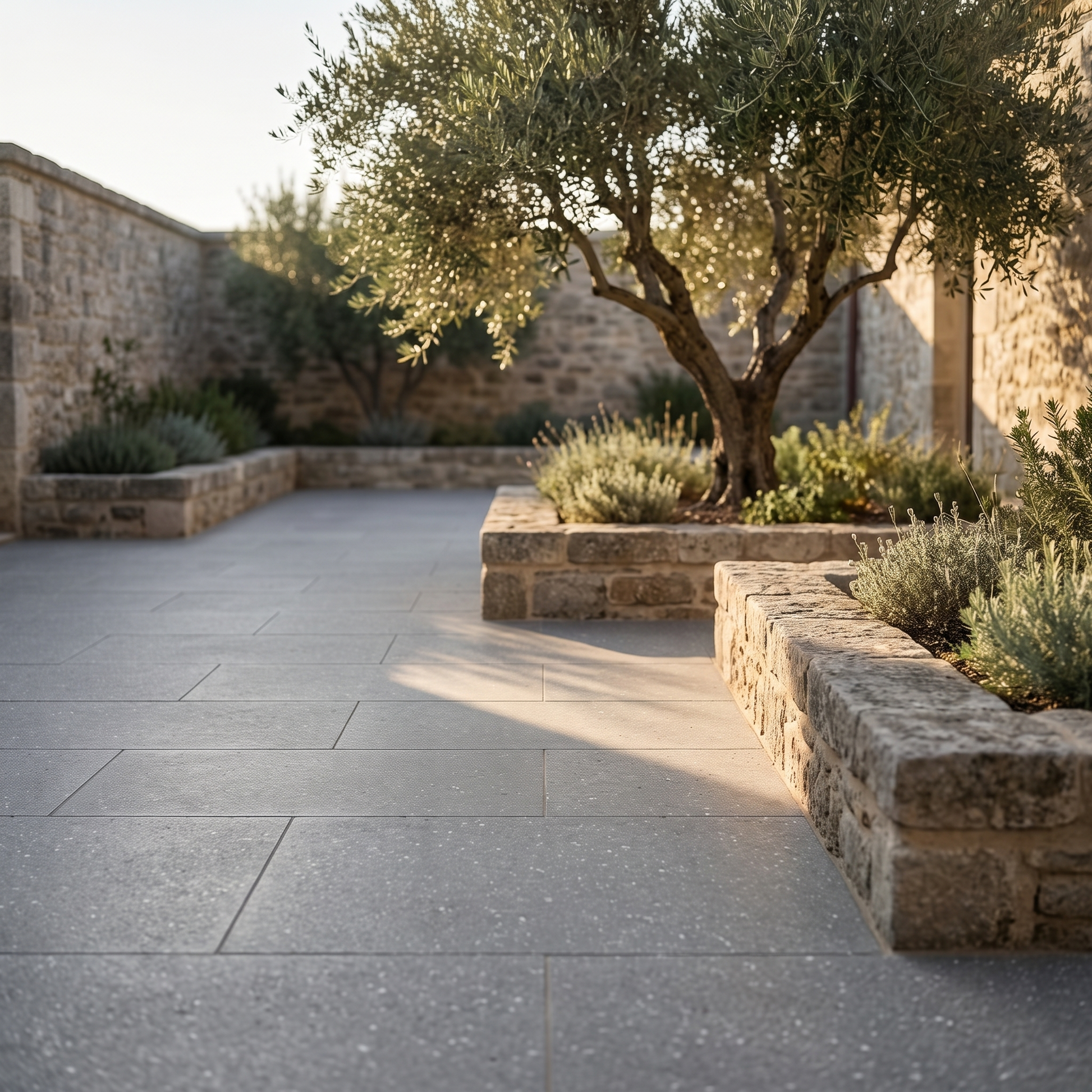 Bluestone Light porcelain paving in an outdoor setting