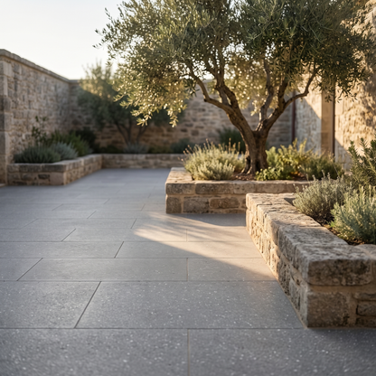 Bluestone Light porcelain paving in an outdoor setting