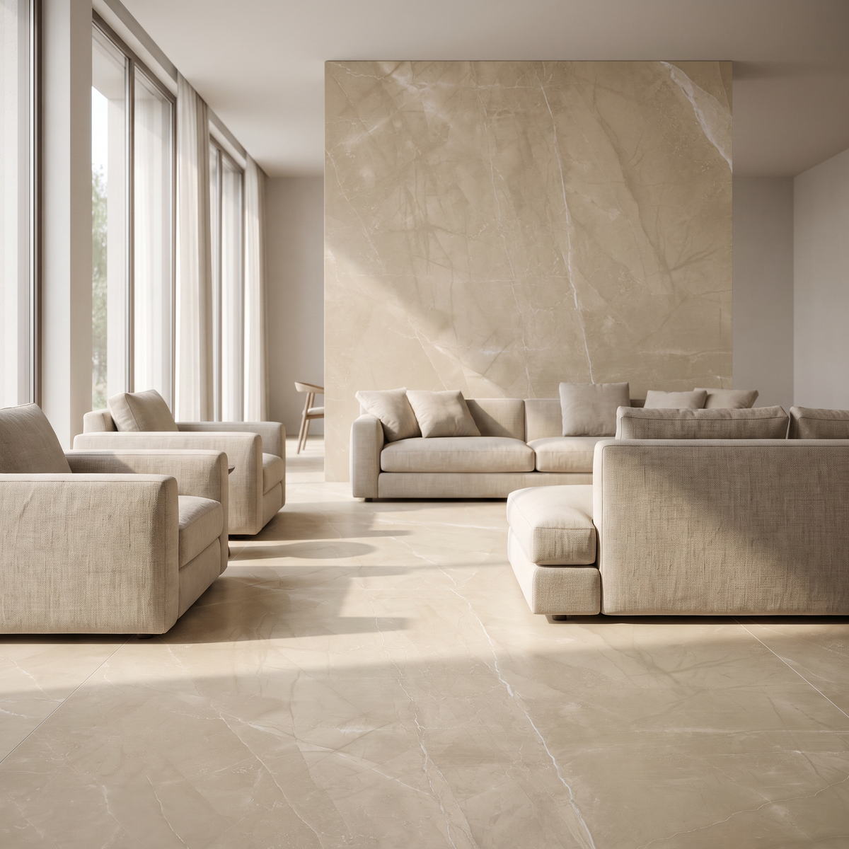 Adalya Armani Crema porcelain tile in an interior setting