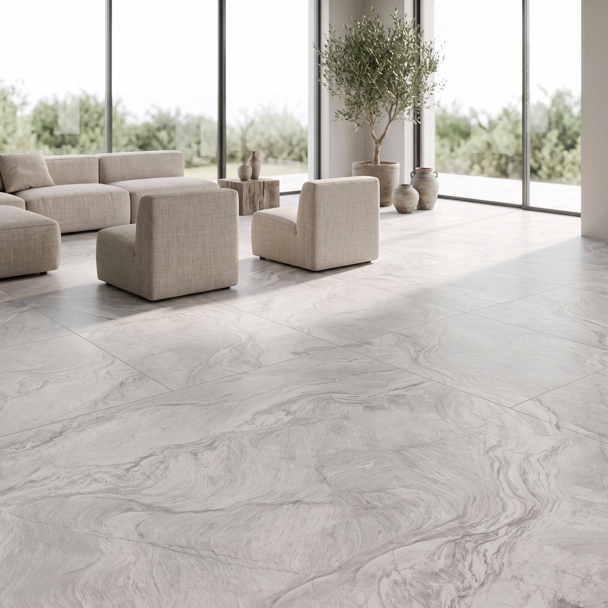 Nevada White porcelain tile in an interior setting