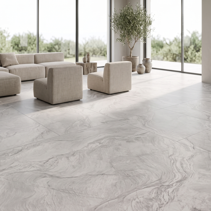 Nevada White porcelain tile in an interior setting