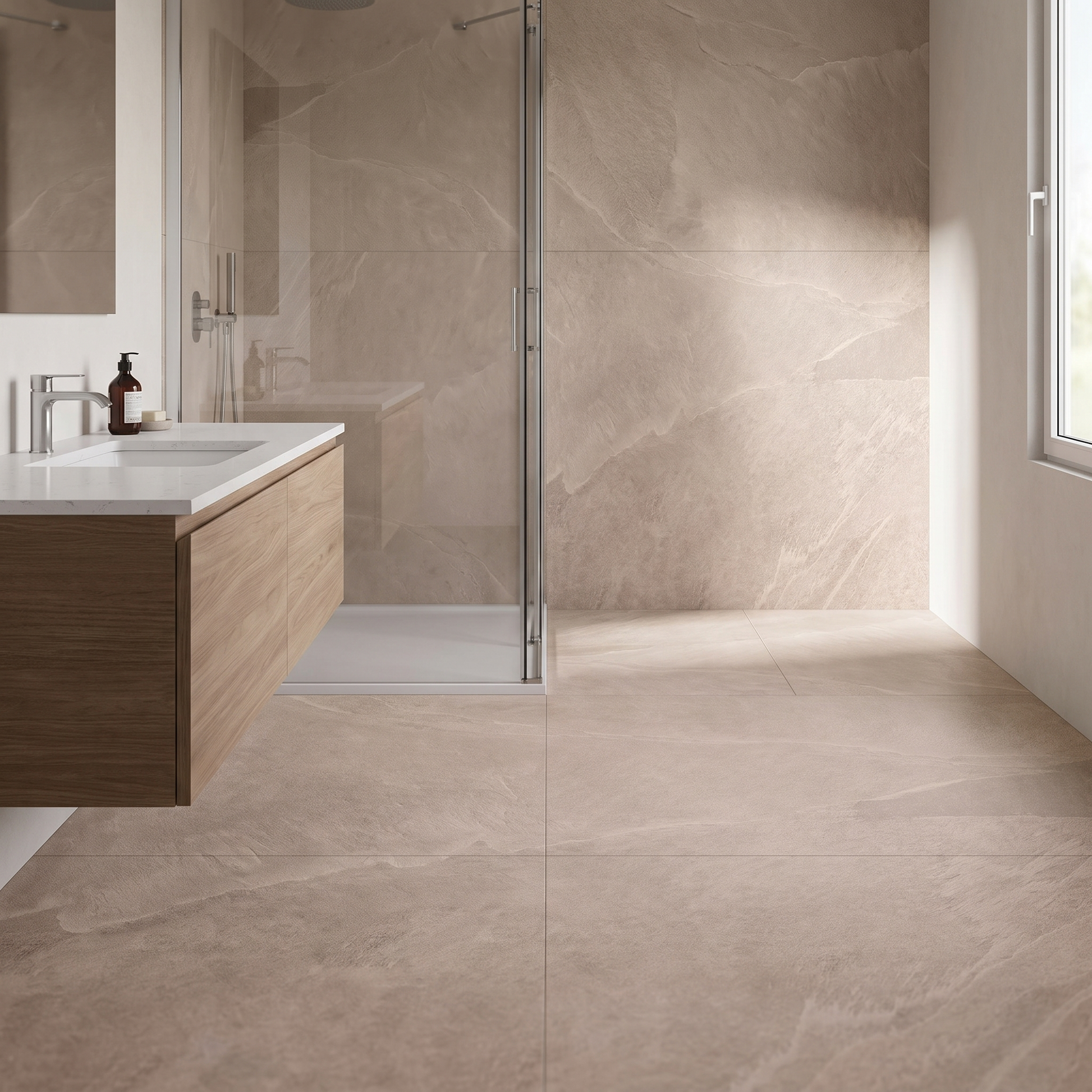 Torino Taupe porcelain tile in an interior setting