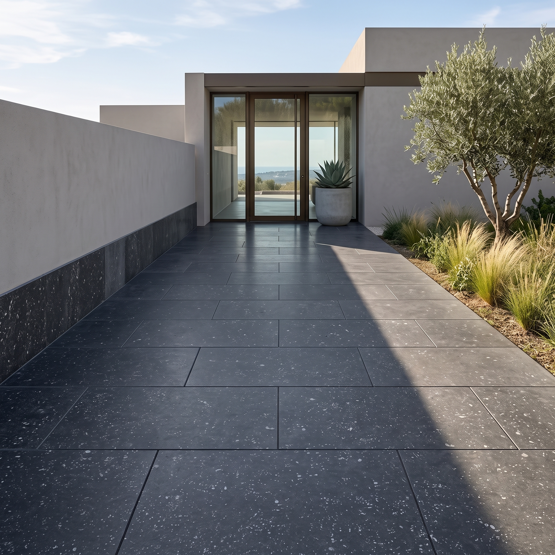 Bluestone Dark porcelain paving in an outdoor setting