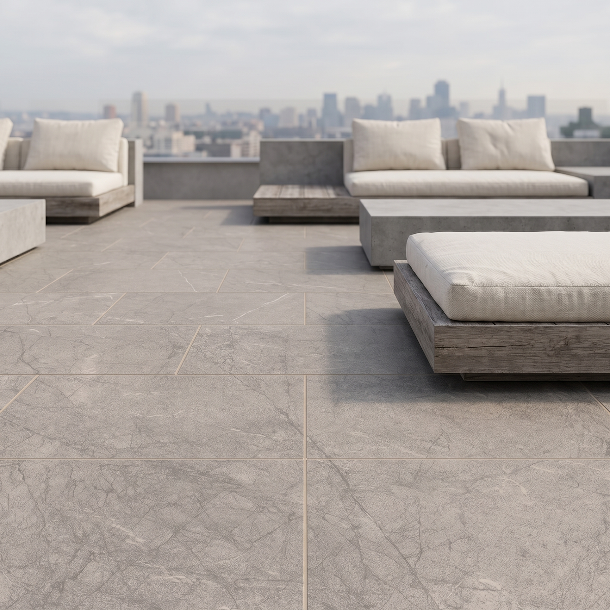 Catalina Greige porcelain paving in an outdoor setting