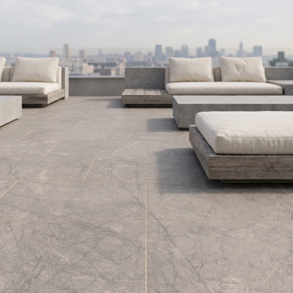 Catalina Greige porcelain paving in an outdoor setting
