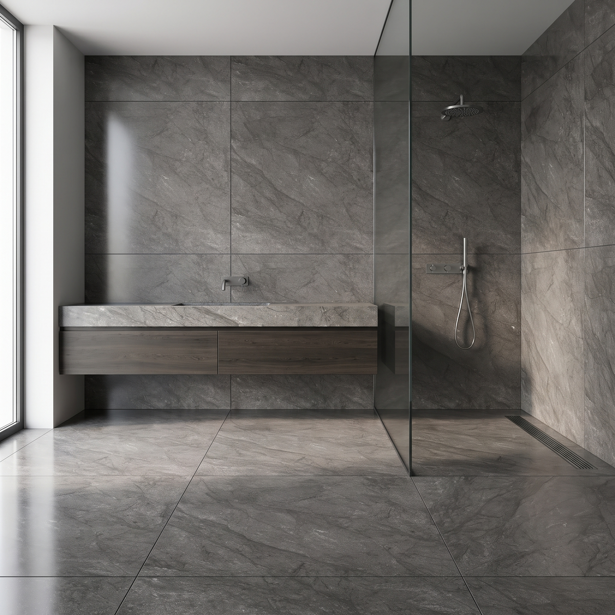 Catalina Brown porcelain tile in an interior setting