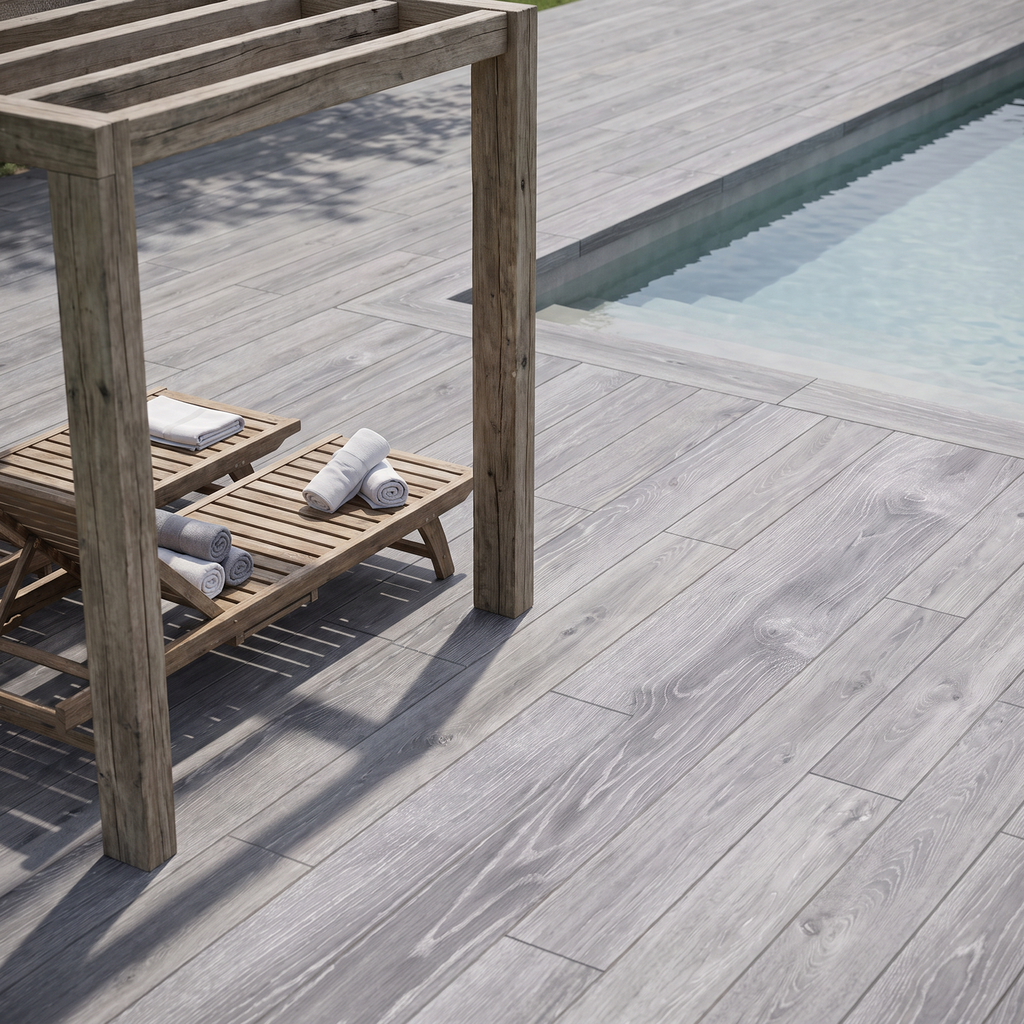 Trendwood Grey porcelain paving in an outdoor setting