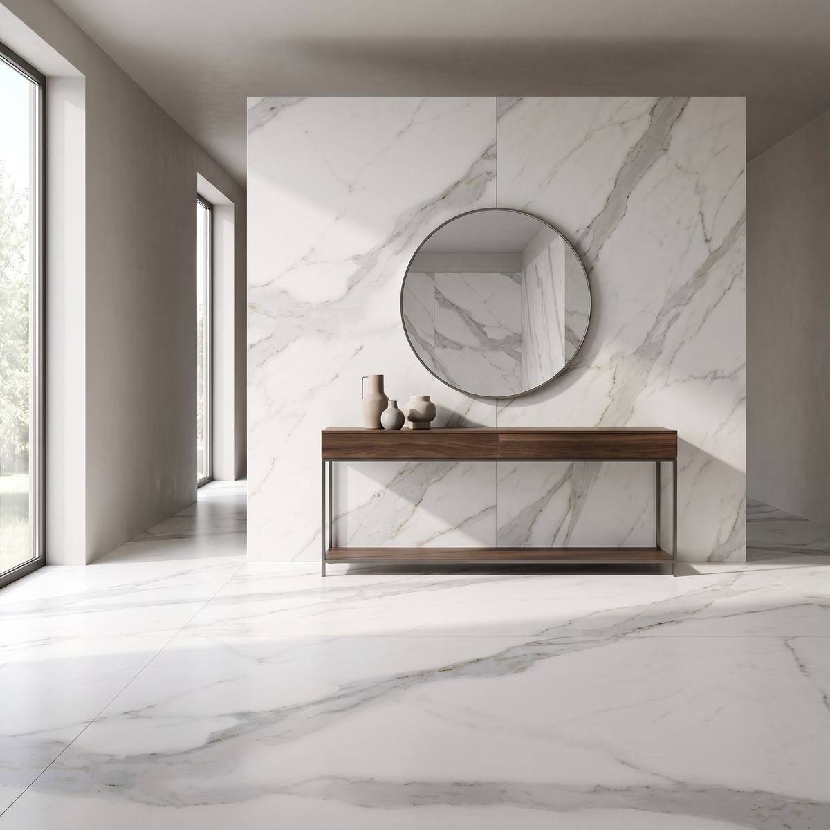Calacatta Dorato porcelain tile in an interior setting