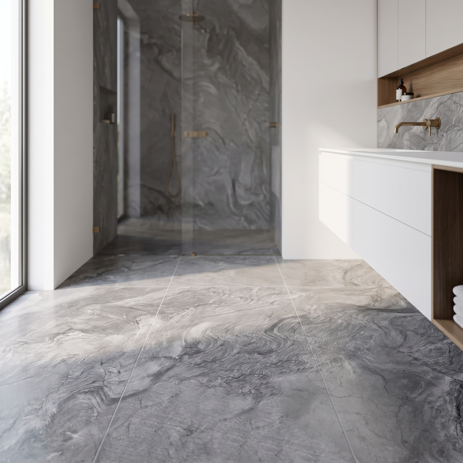 Nevada Anthracite porcelain tile in an interior setting