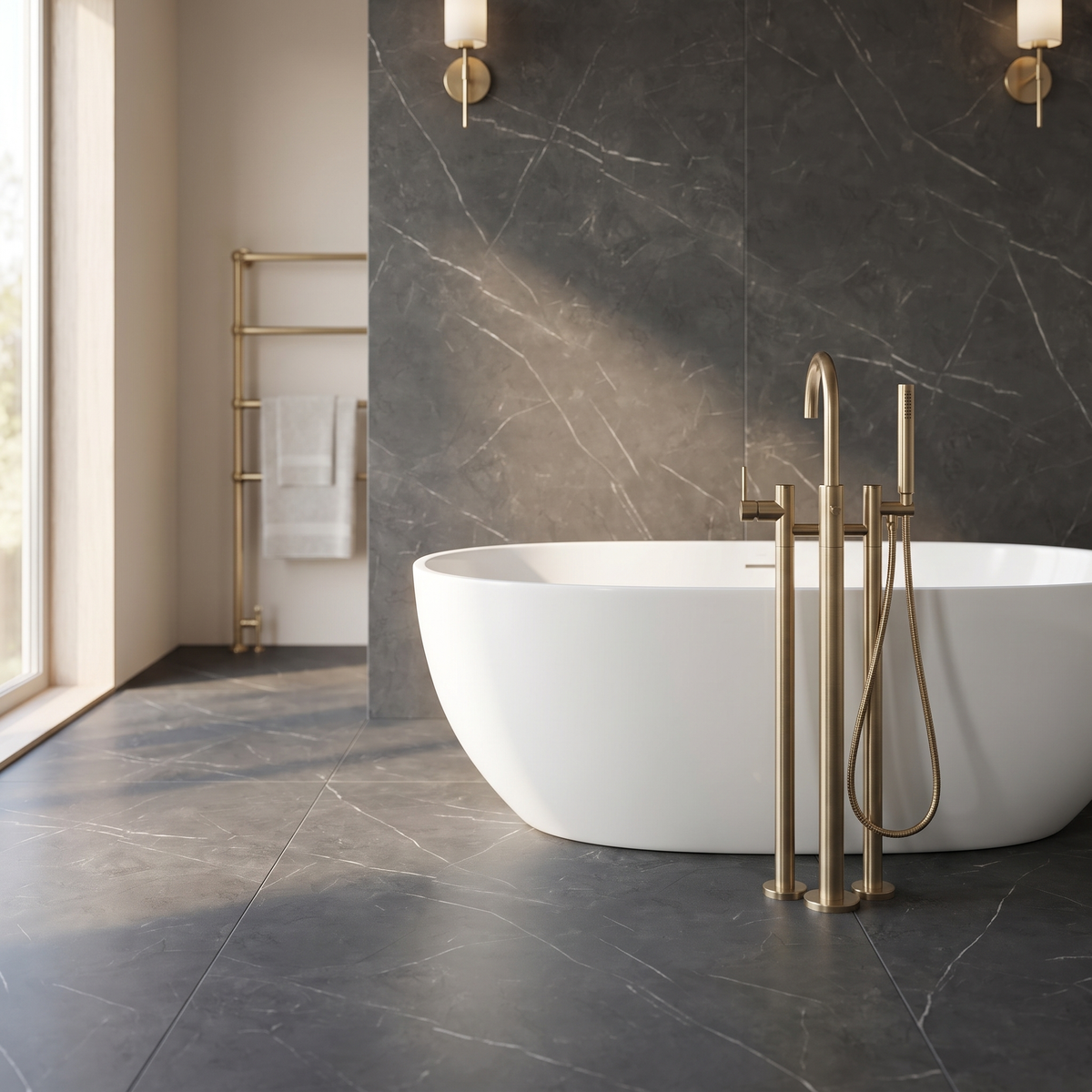 Pulpis Anthracite porcelain tile in an interior setting