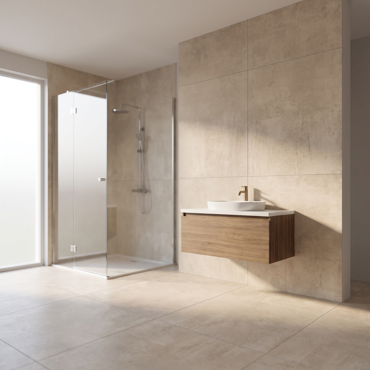 Solid Sand porcelain tile in an interior setting