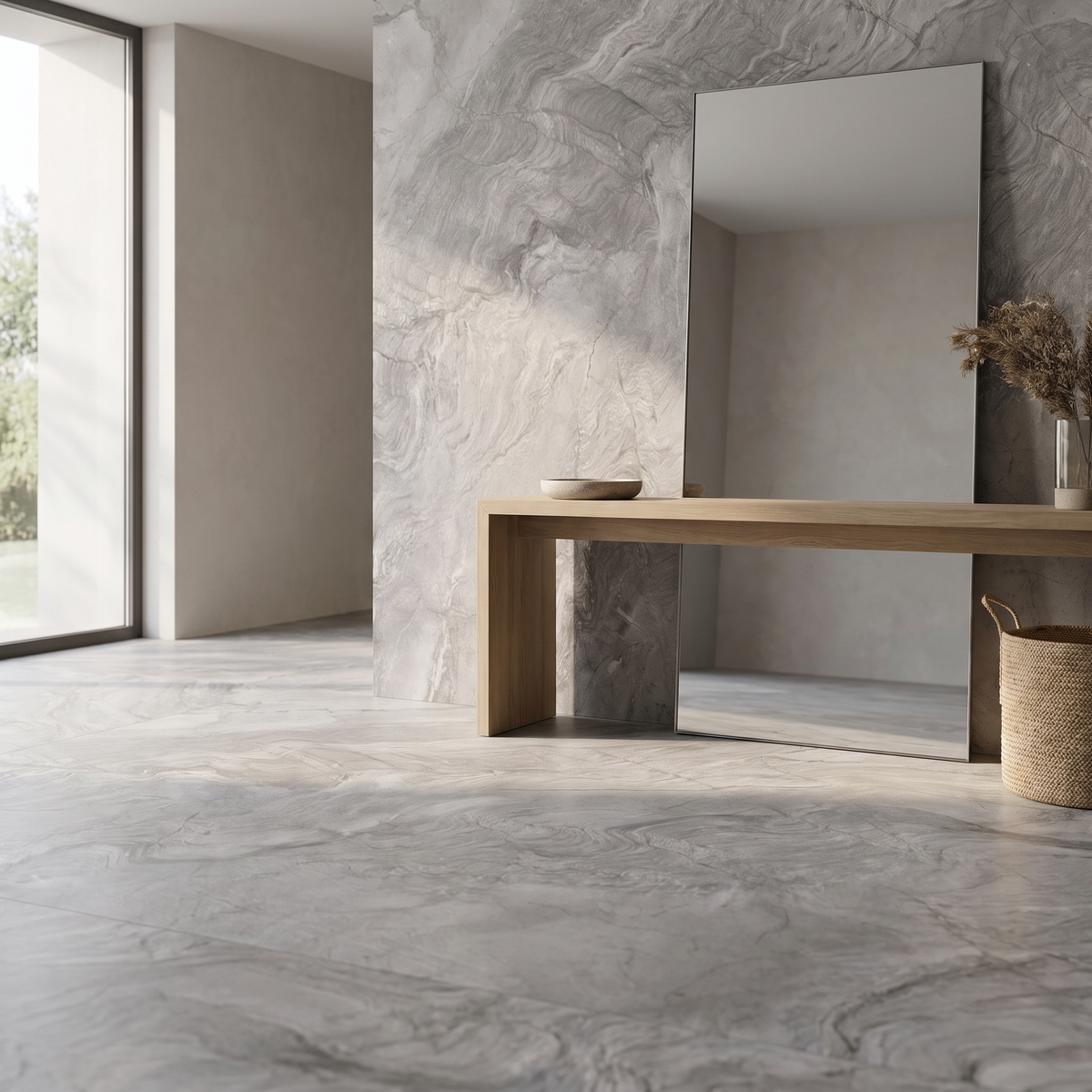Nevada Grey porcelain tile in an interior setting