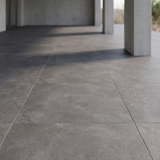 Cemento Anthracite porcelain paving in an outdoor setting