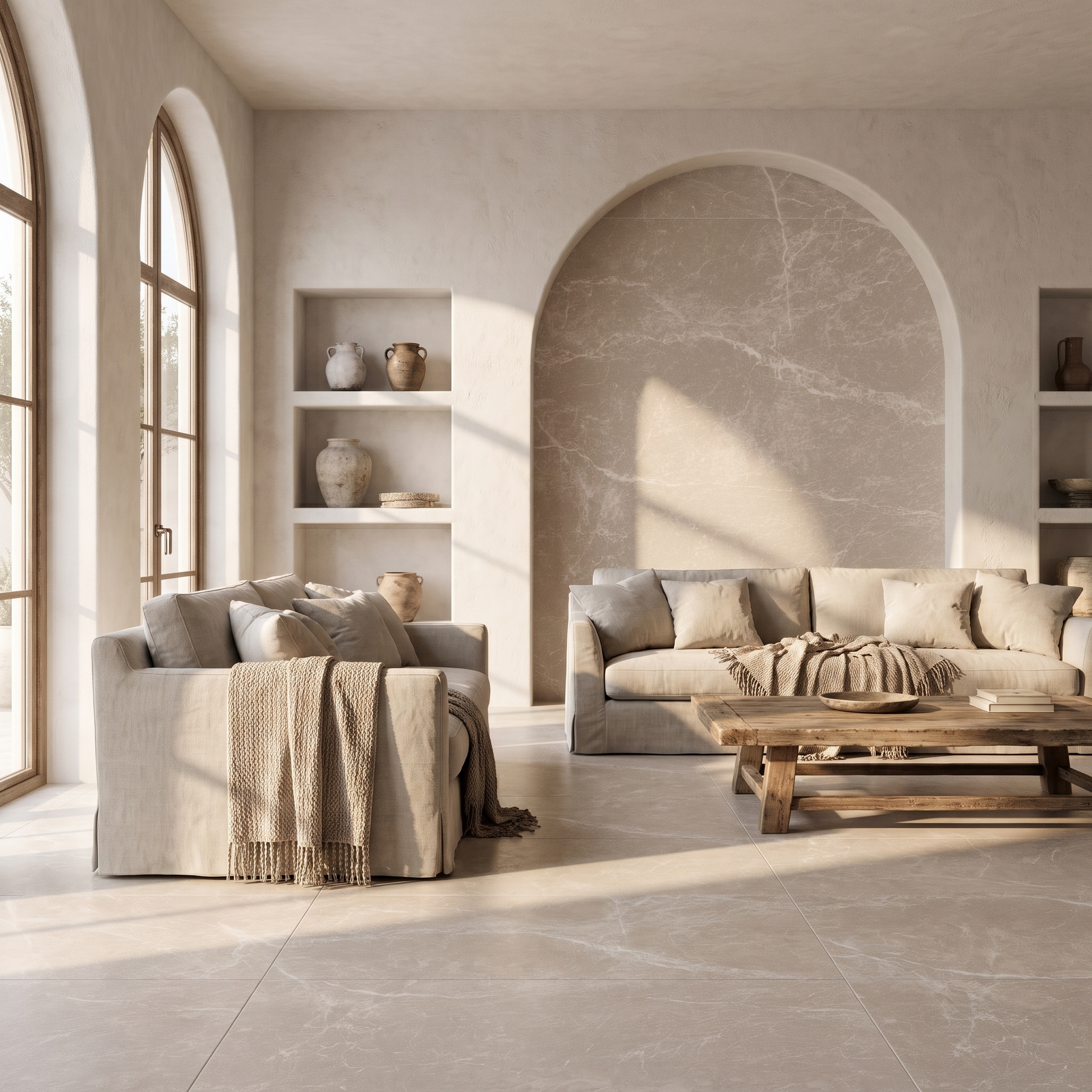 Patara Cream porcelain tile in an interior setting