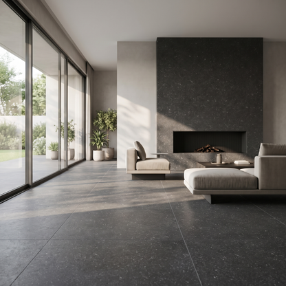 Bluestone Dark porcelain tile in an interior setting
