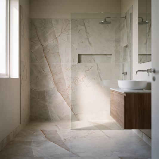 Urla Cream porcelain tile in an interior setting