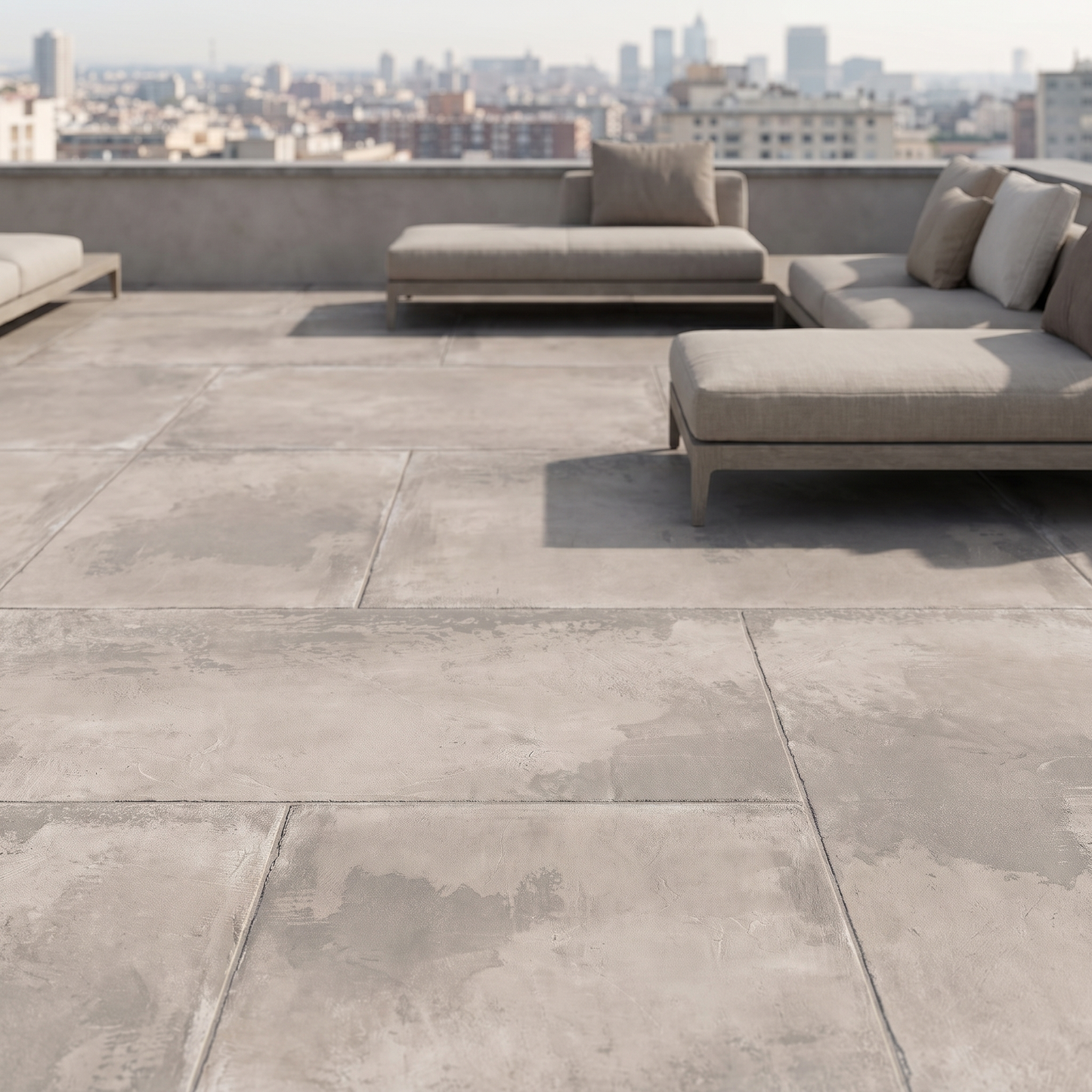 Chateau Taupe porcelain paving in an outdoor setting