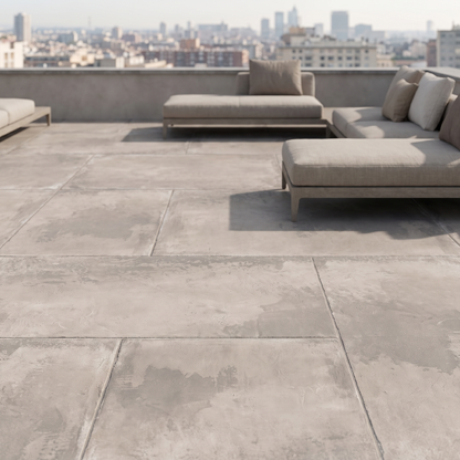 Chateau Taupe porcelain paving in an outdoor setting