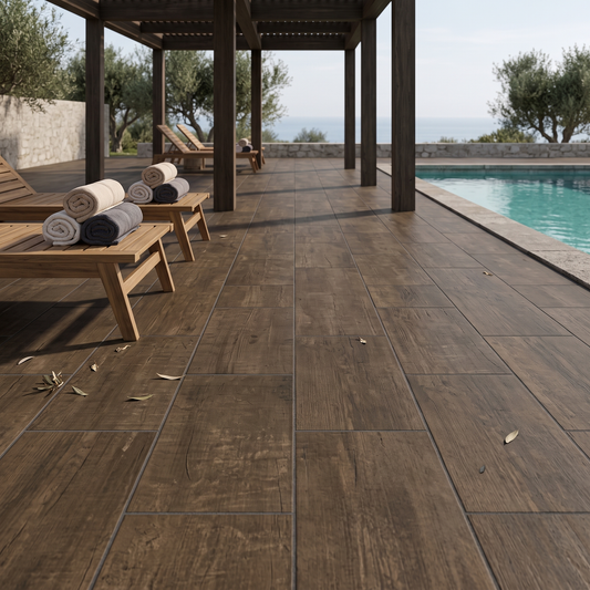 Arbole Brown porcelain paving in an outdoor setting