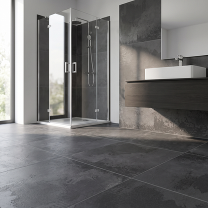 Chateau Anthracite porcelain tile in an interior setting
