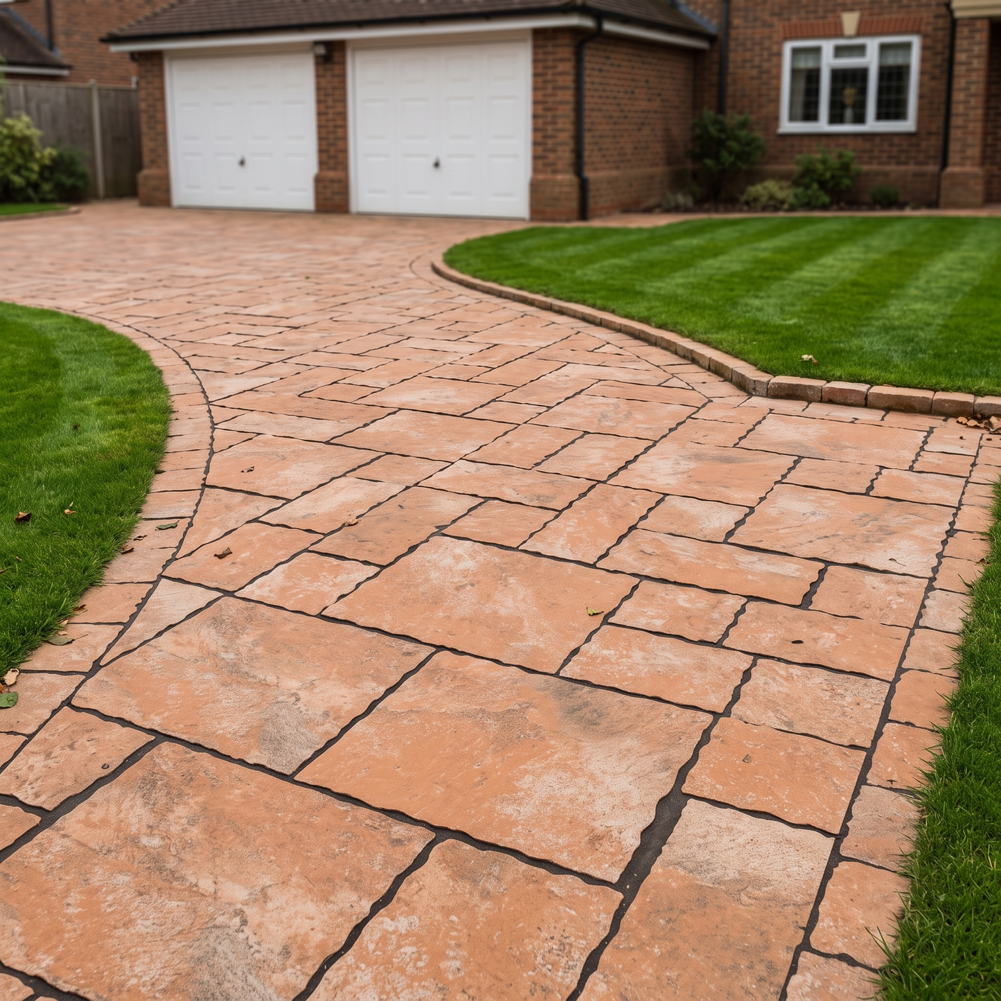Cobble Modular Gabbro Cotto porcelain paving in an outdoor setting