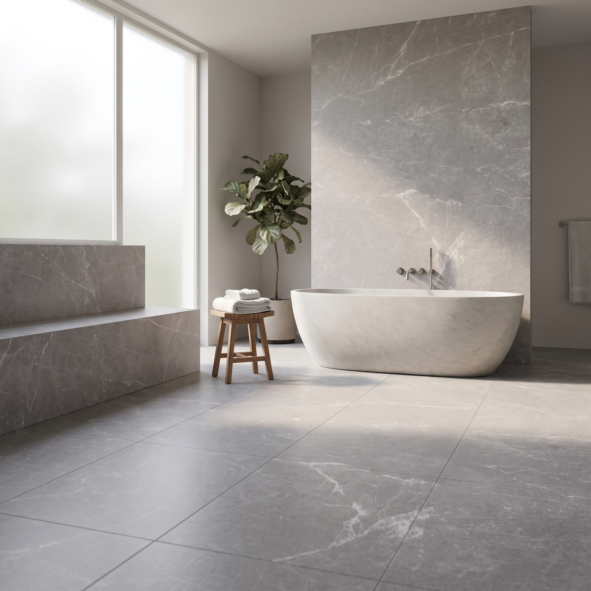 Patara Grey porcelain tile in an interior setting