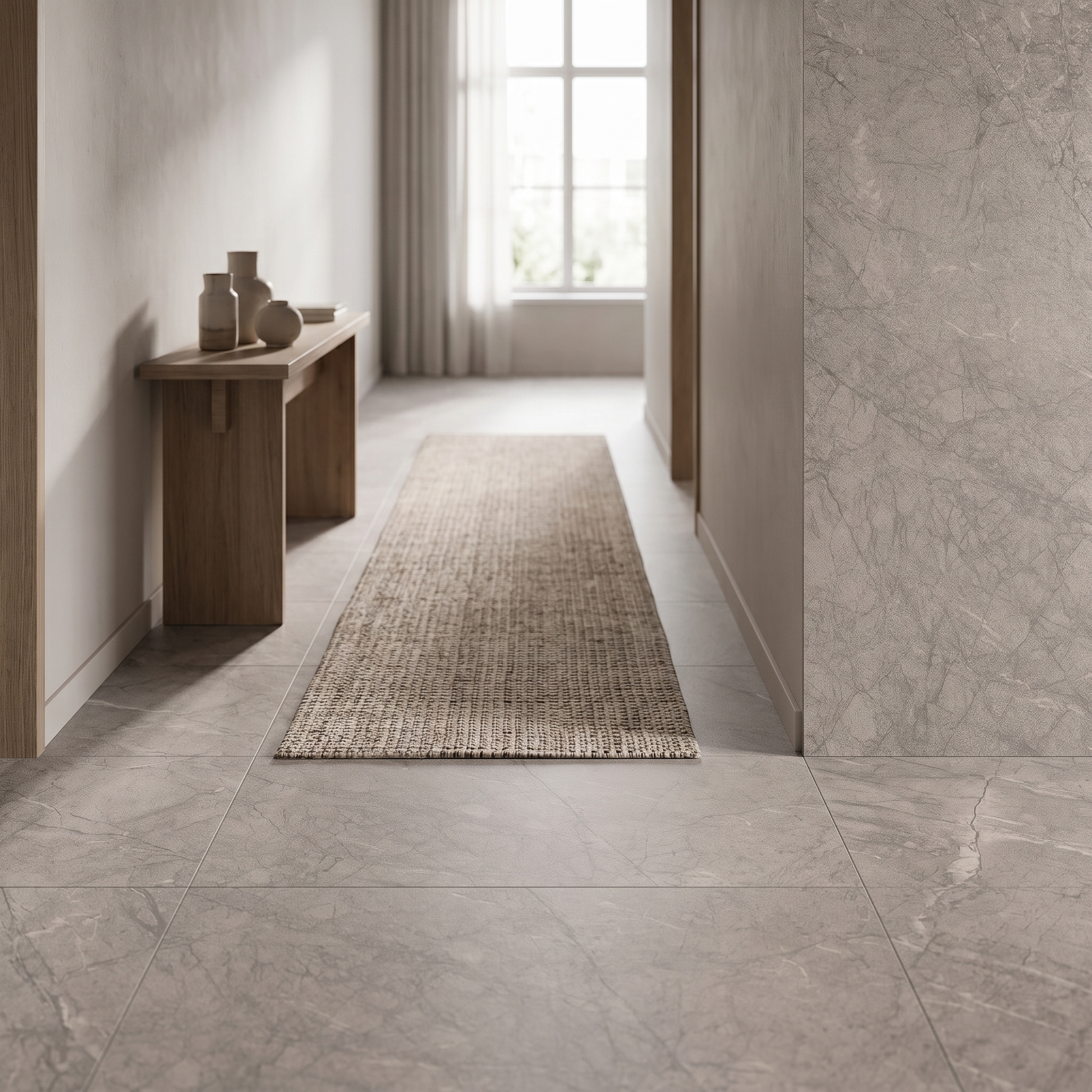 Catalina Greige porcelain tile in an interior setting