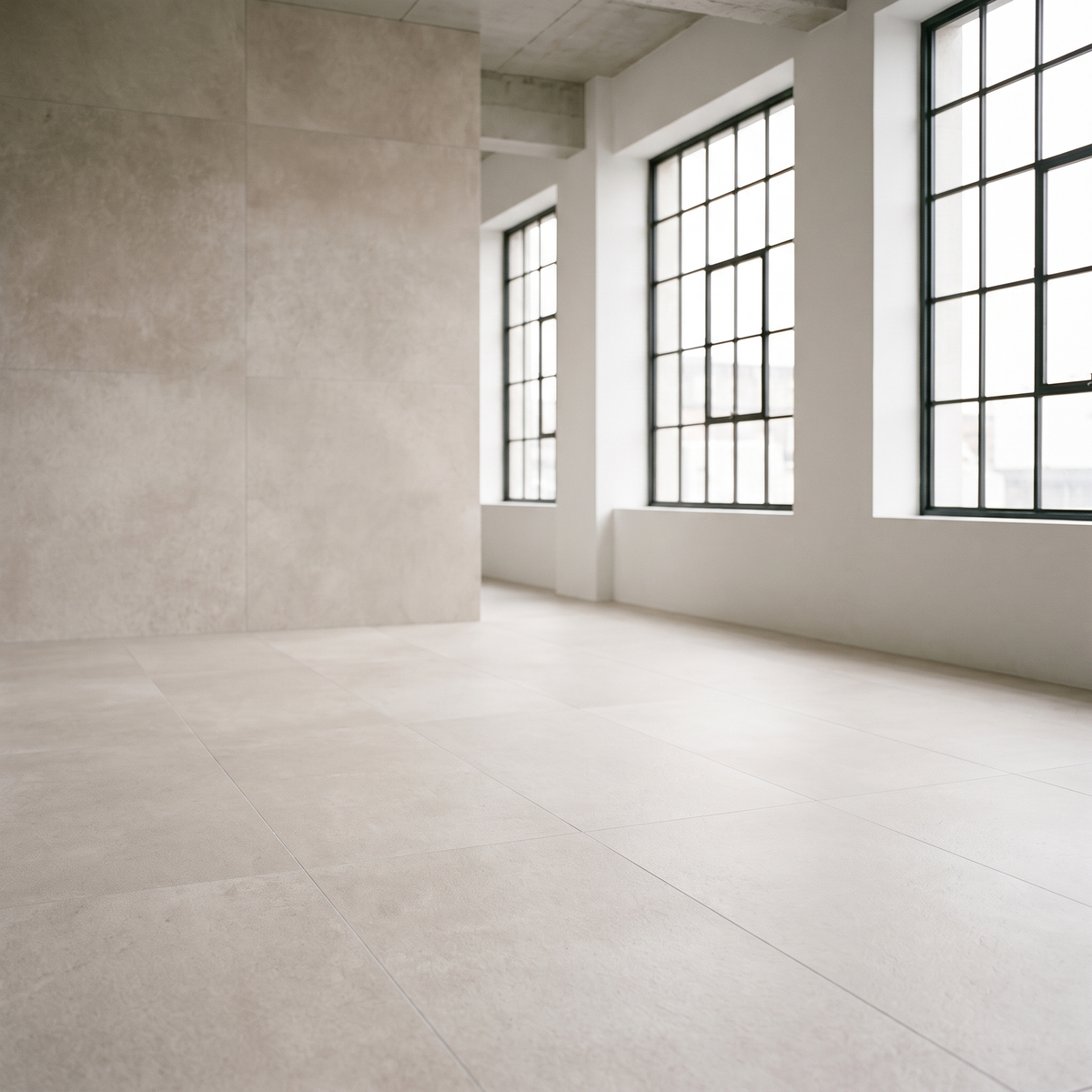 Cemento Ivory porcelain tile in an interior setting