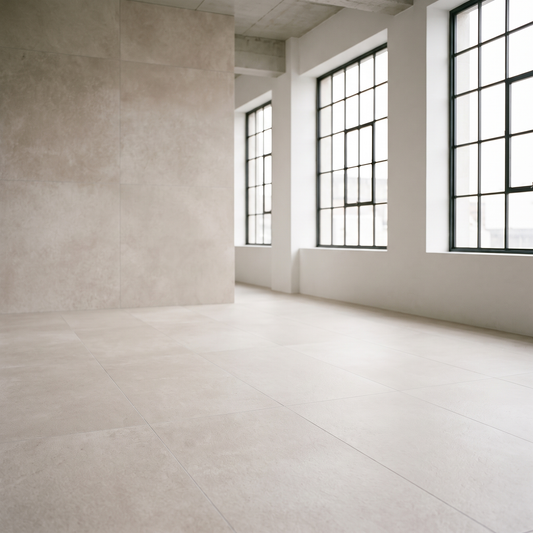 Cemento Ivory porcelain tile in an interior setting
