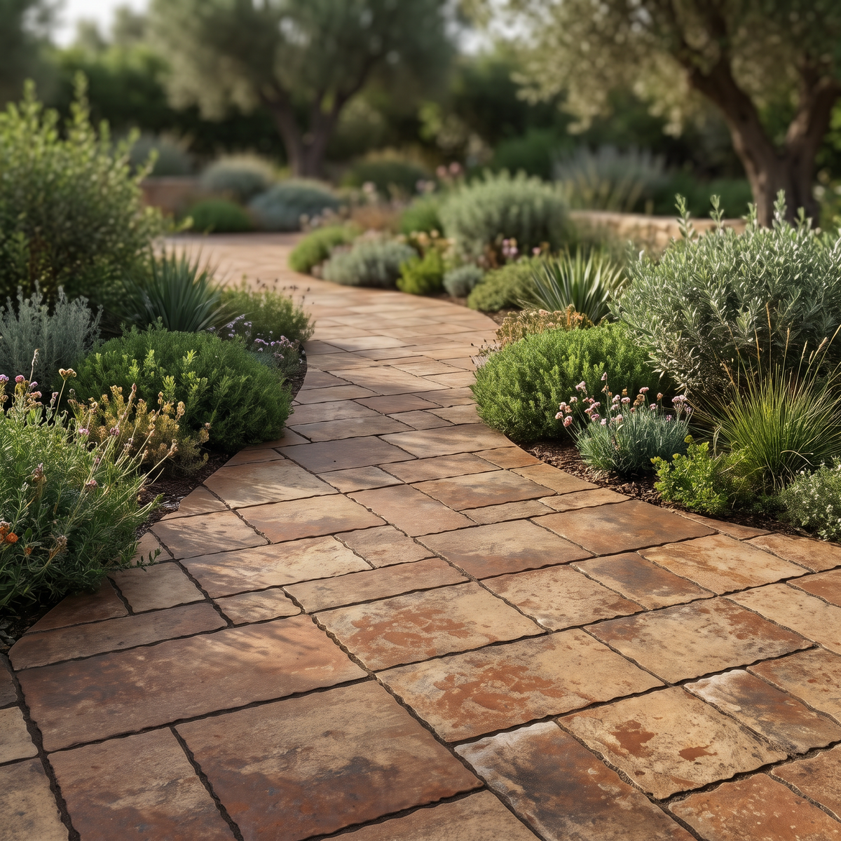 Cobble Modular Metastone Brick porcelain paving in an outdoor setting