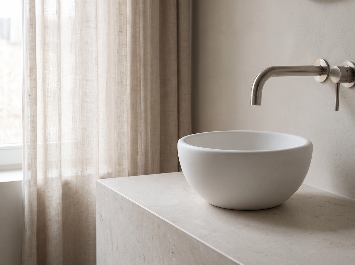 Piccola natural stone washbasin in a bathroom setting