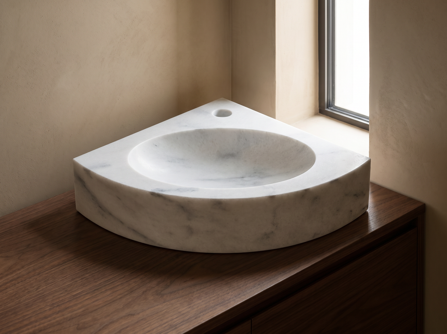 Trieste natural stone washbasin in a bathroom setting
