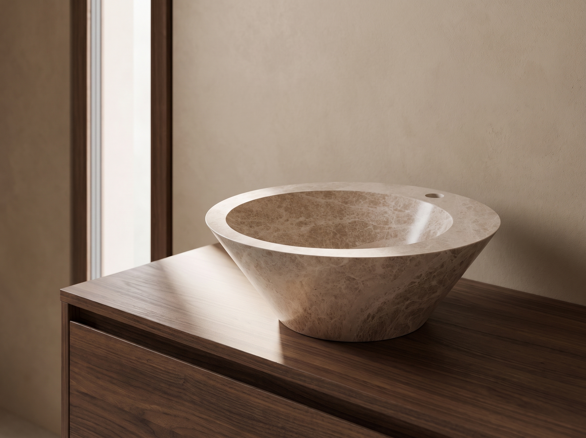 Vieste natural stone washbasin in a bathroom setting