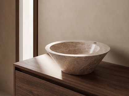 Vieste natural stone washbasin in a bathroom setting