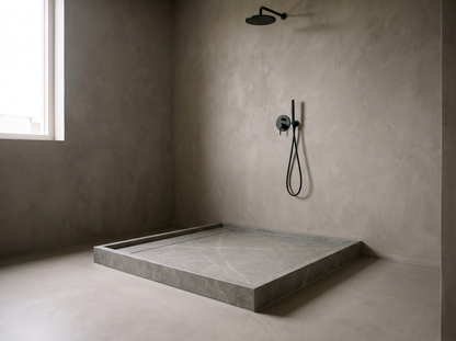 Lastra natural stone solid shower tray in a bathroom setting