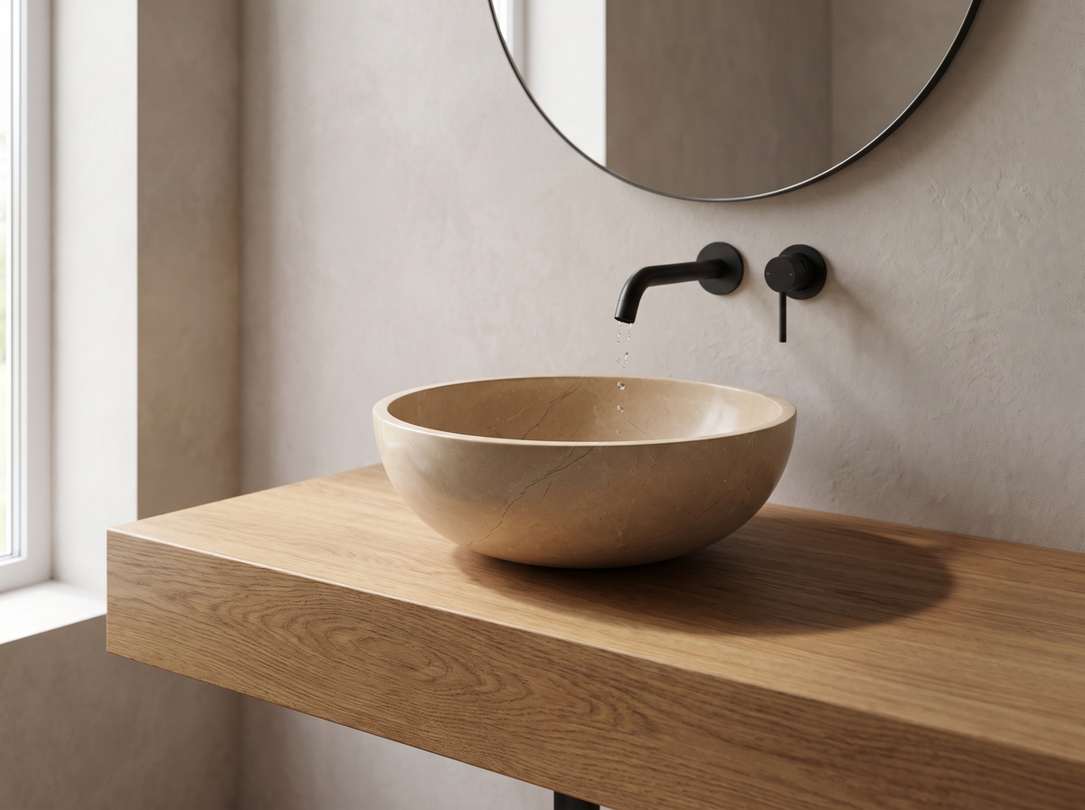 Sorrento natural stone basin in a bathroom setting