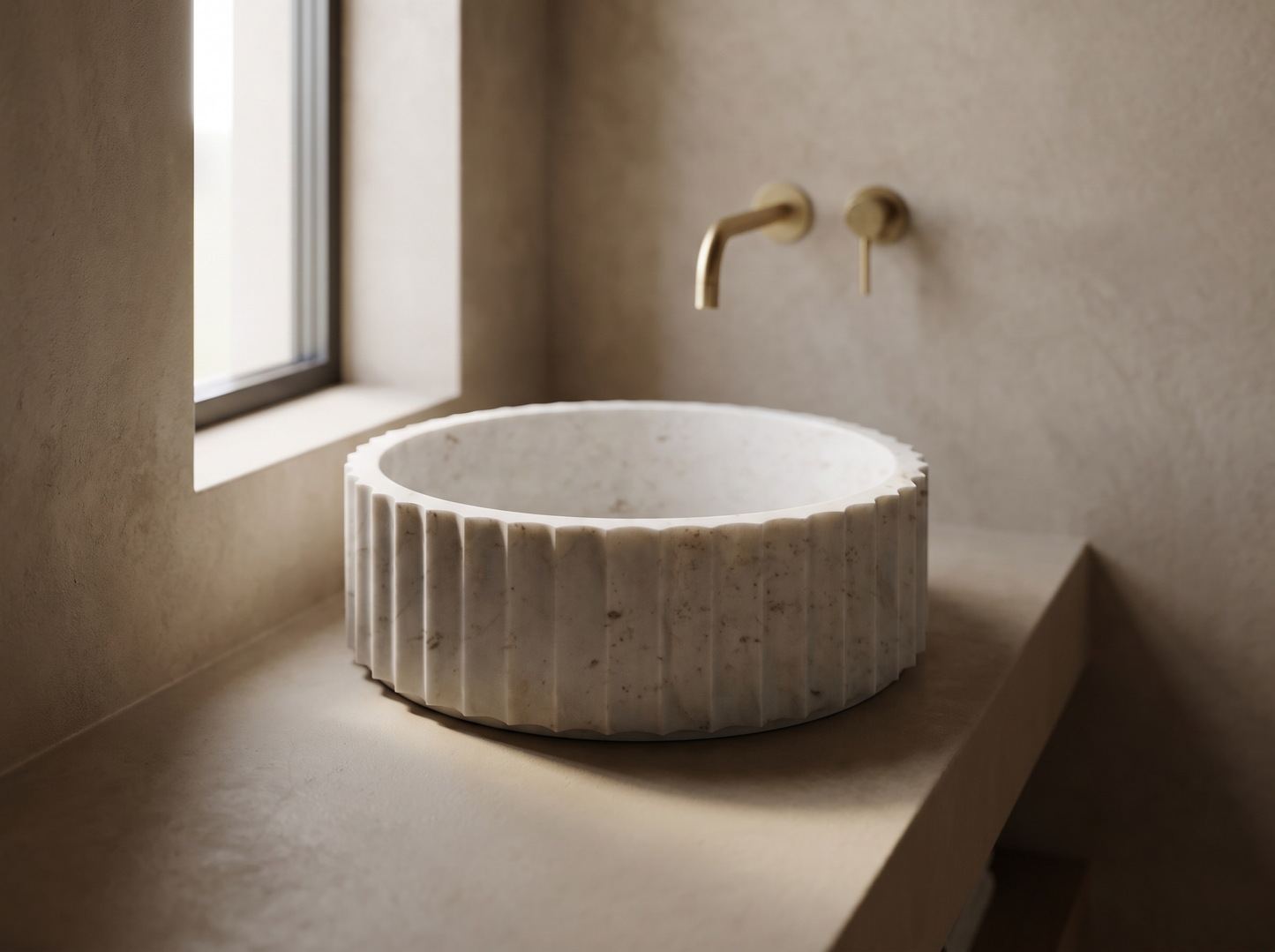 Tivoli natural stone basin in a bathroom setting